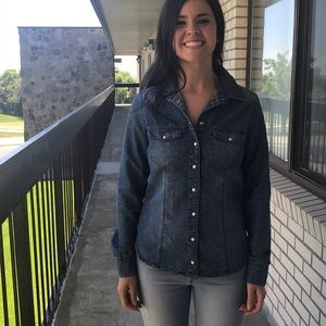 H&M polka dot denim shirt